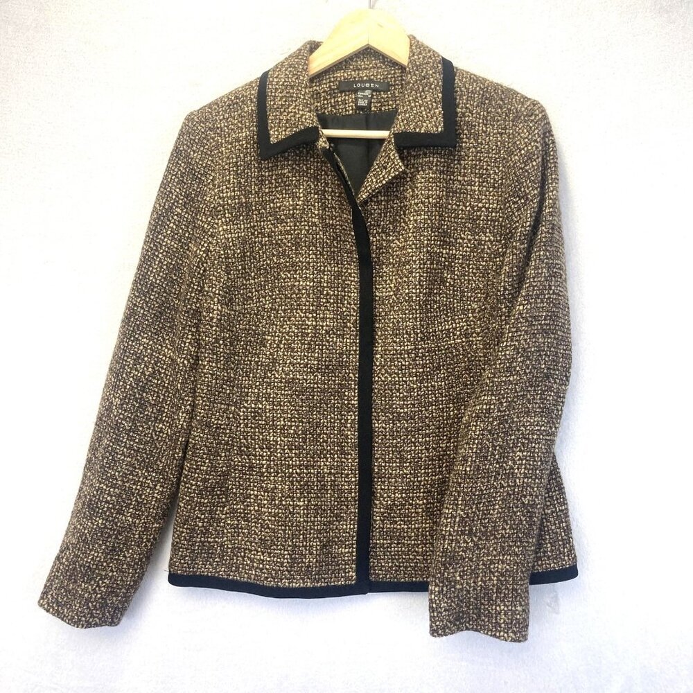 Vintage Louben Tweed Blazer Jacket Womensβ 10 Academia Office Retro Button Up
